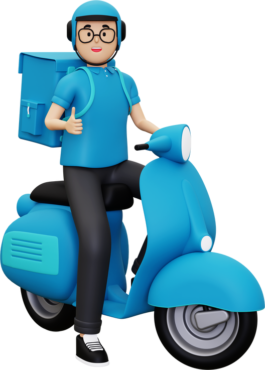 3d Deliveryman showing thumbs up