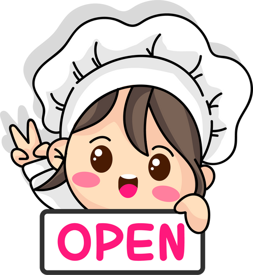 clipart of open the shop cheff cute girl
