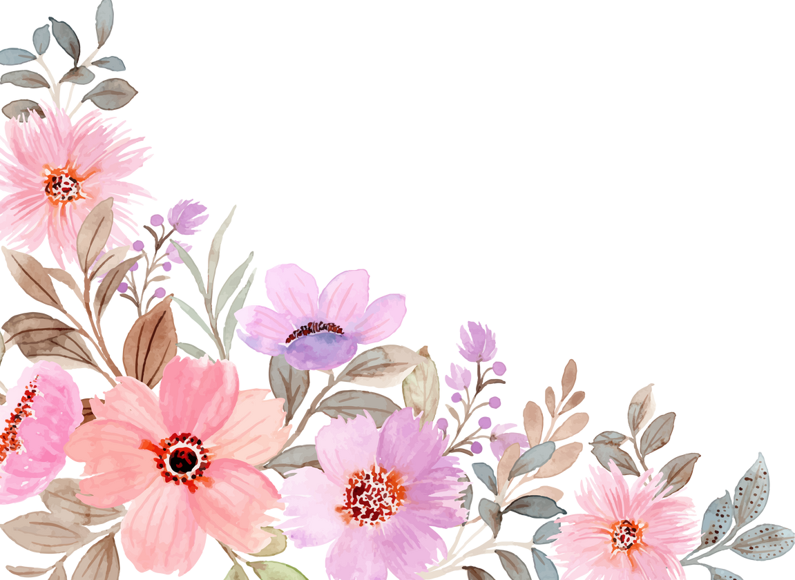 Watercolor Flower Border
