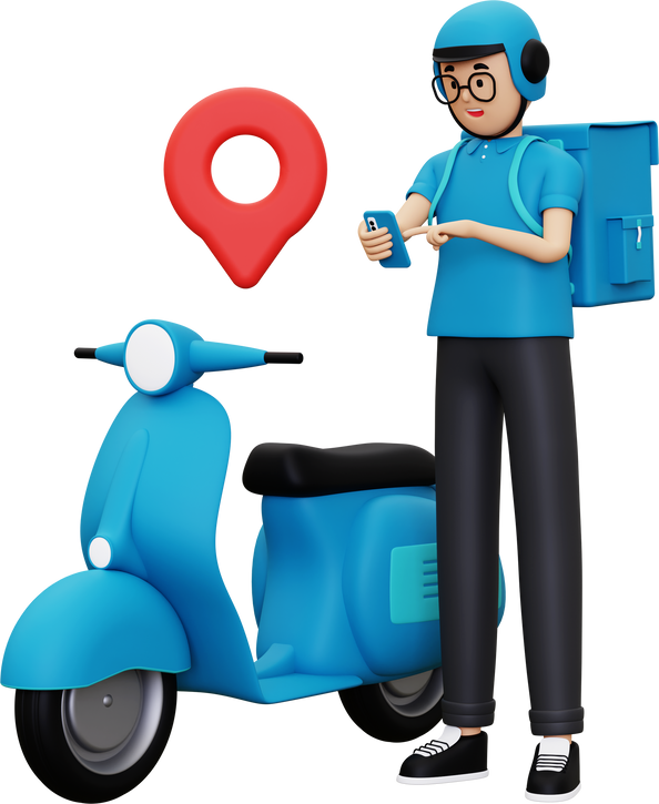 3d Deliveryman Looking at delivery location